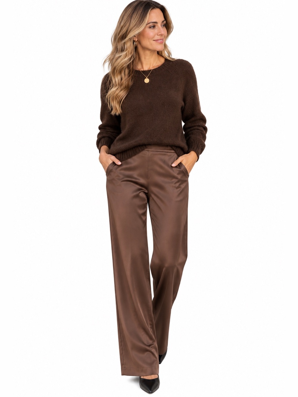 ANTHROPOLOGIE Tilda Wide Leg High Rise Pull On Silky Pants Root Beer Size XL NEW